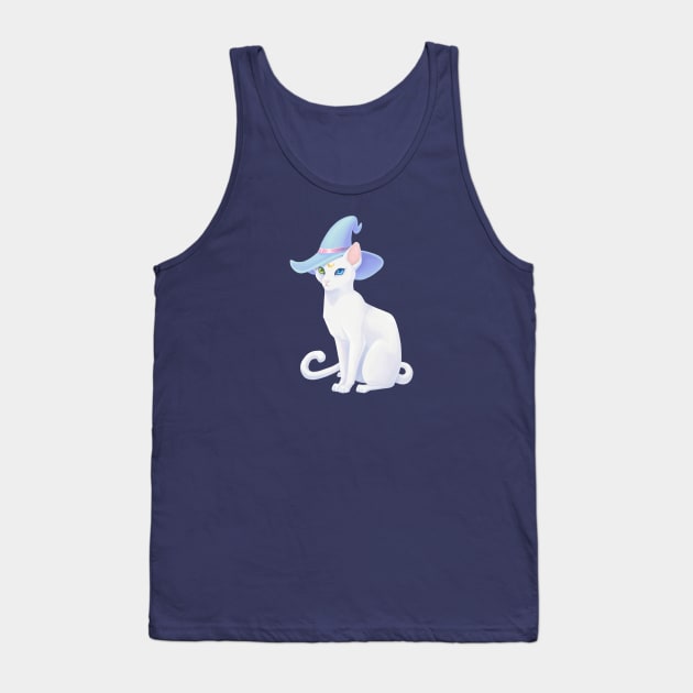 White Cat Witch Tank Top by ElectricFangs